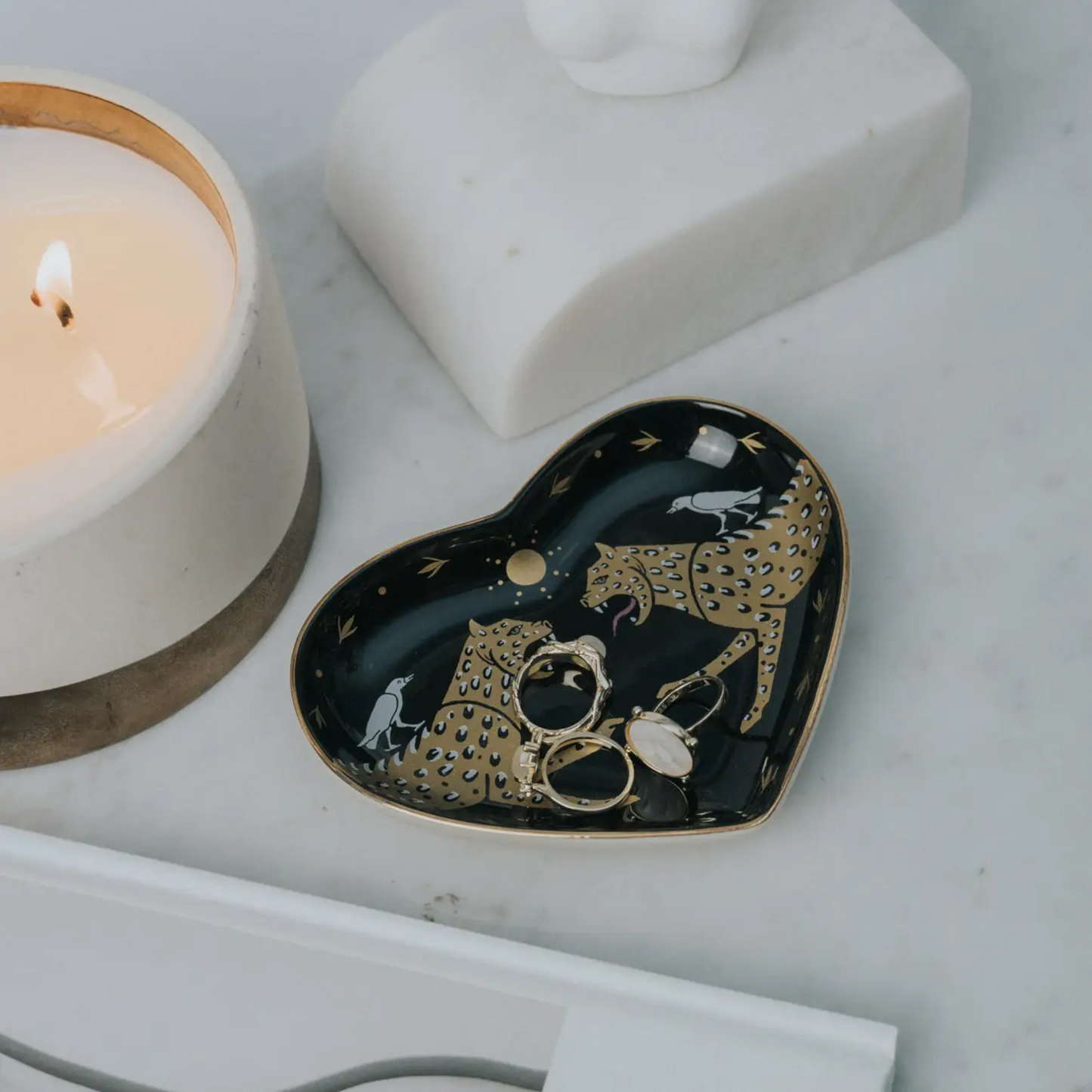 Two Cheetahs Heart Dish