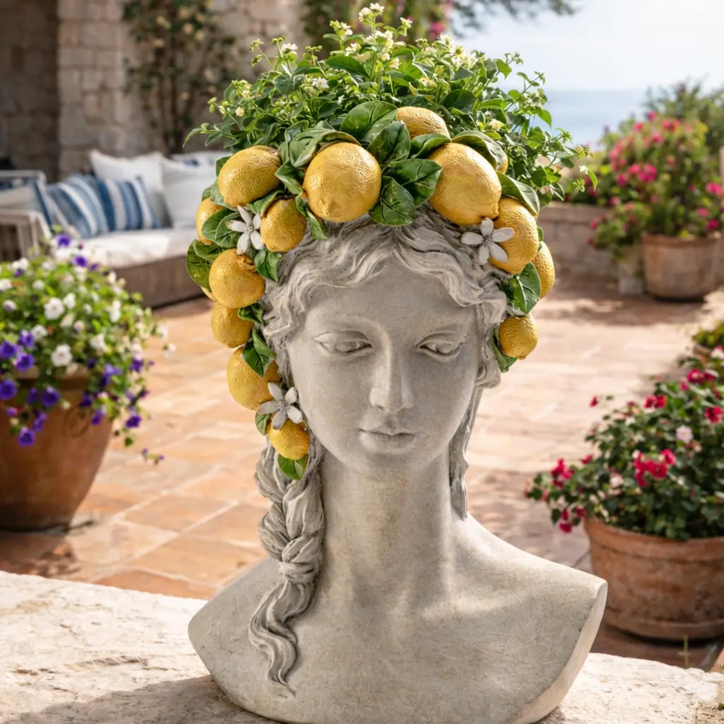 Lemon Crown Lady Bust Planter