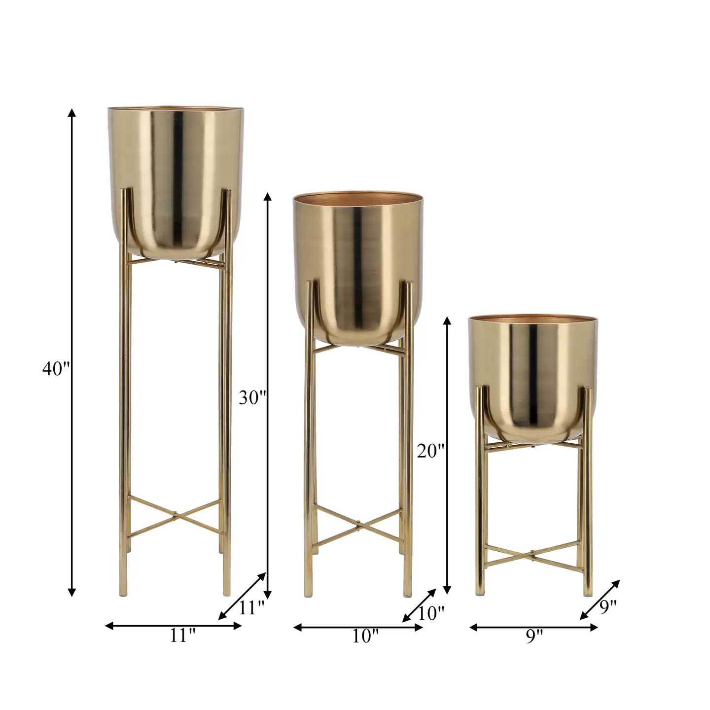 Tall Gold Metal Planters
