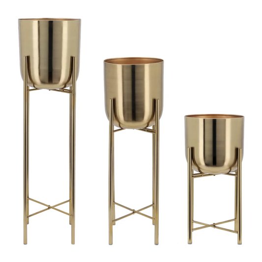 Tall Gold Metal Planters