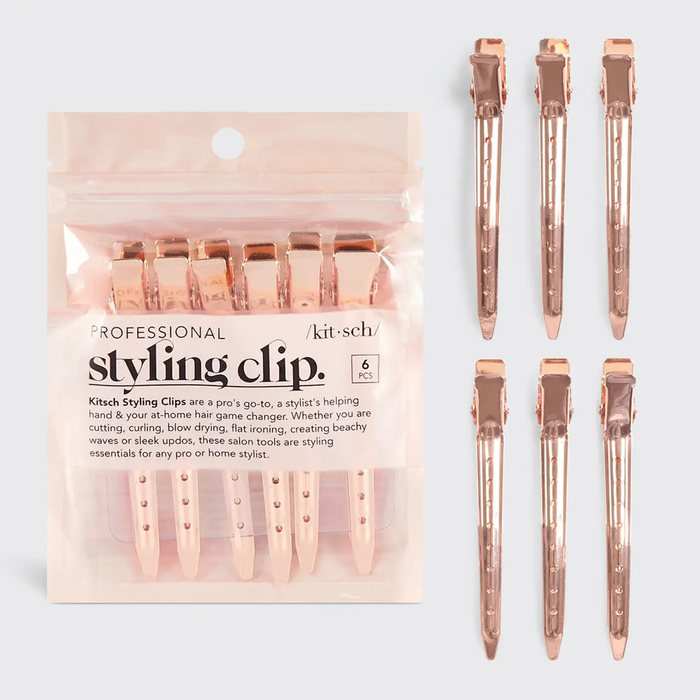 Rose Gold Styling Clip 6pc
