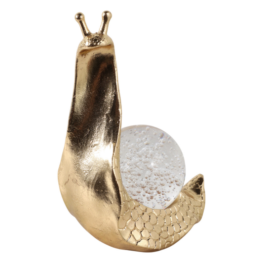 Gold Snail + Glass Figurine