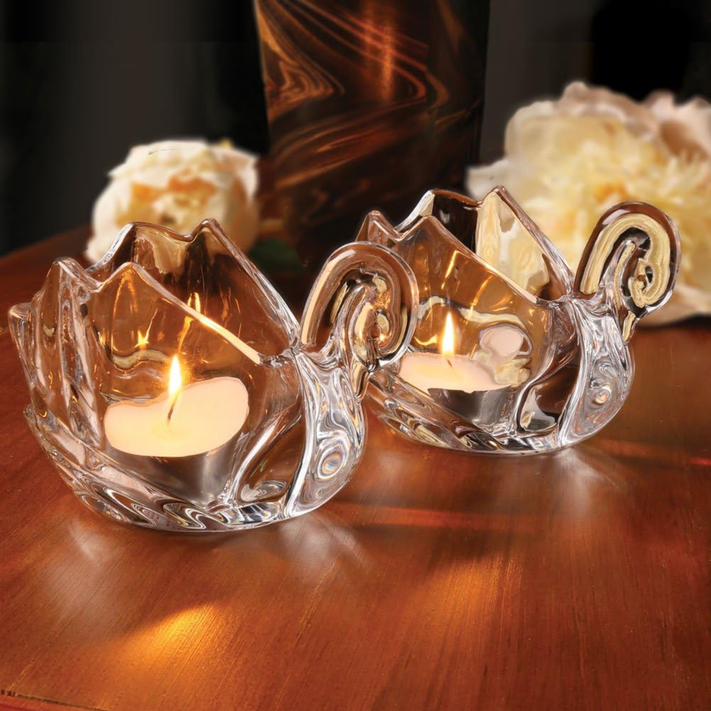 Swan Votiveholder Pair