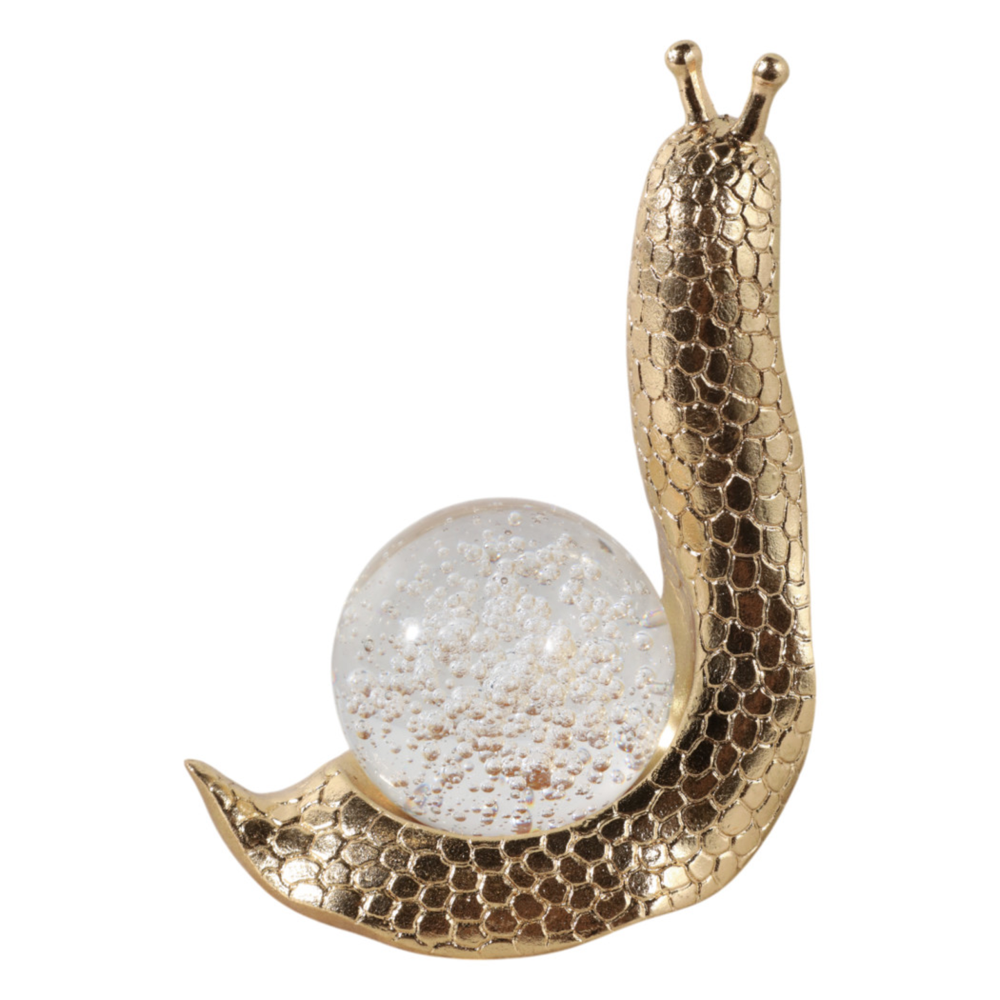 Gold Snail + Glass Figurine