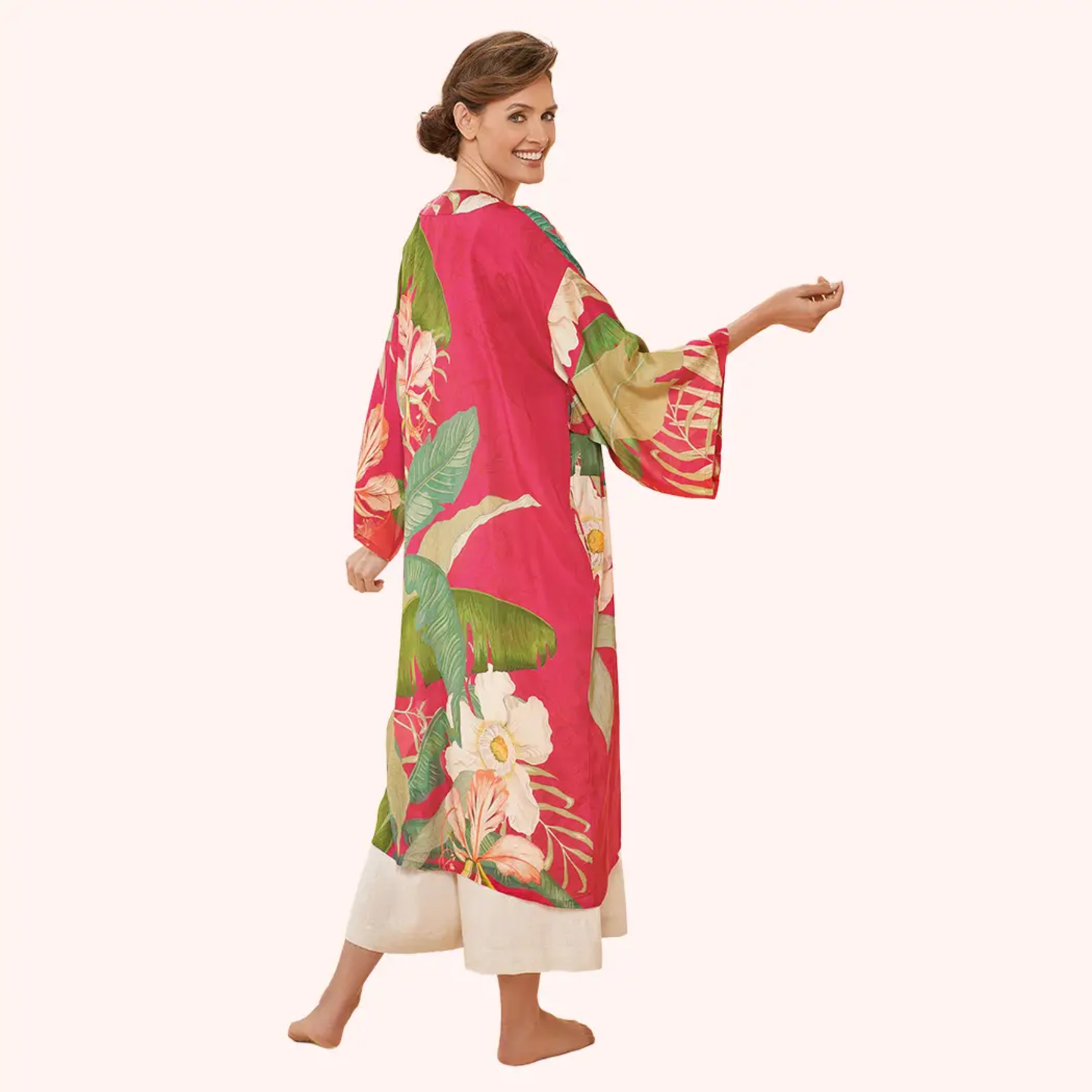 Kimono - Delicate Tropical Dark Rose