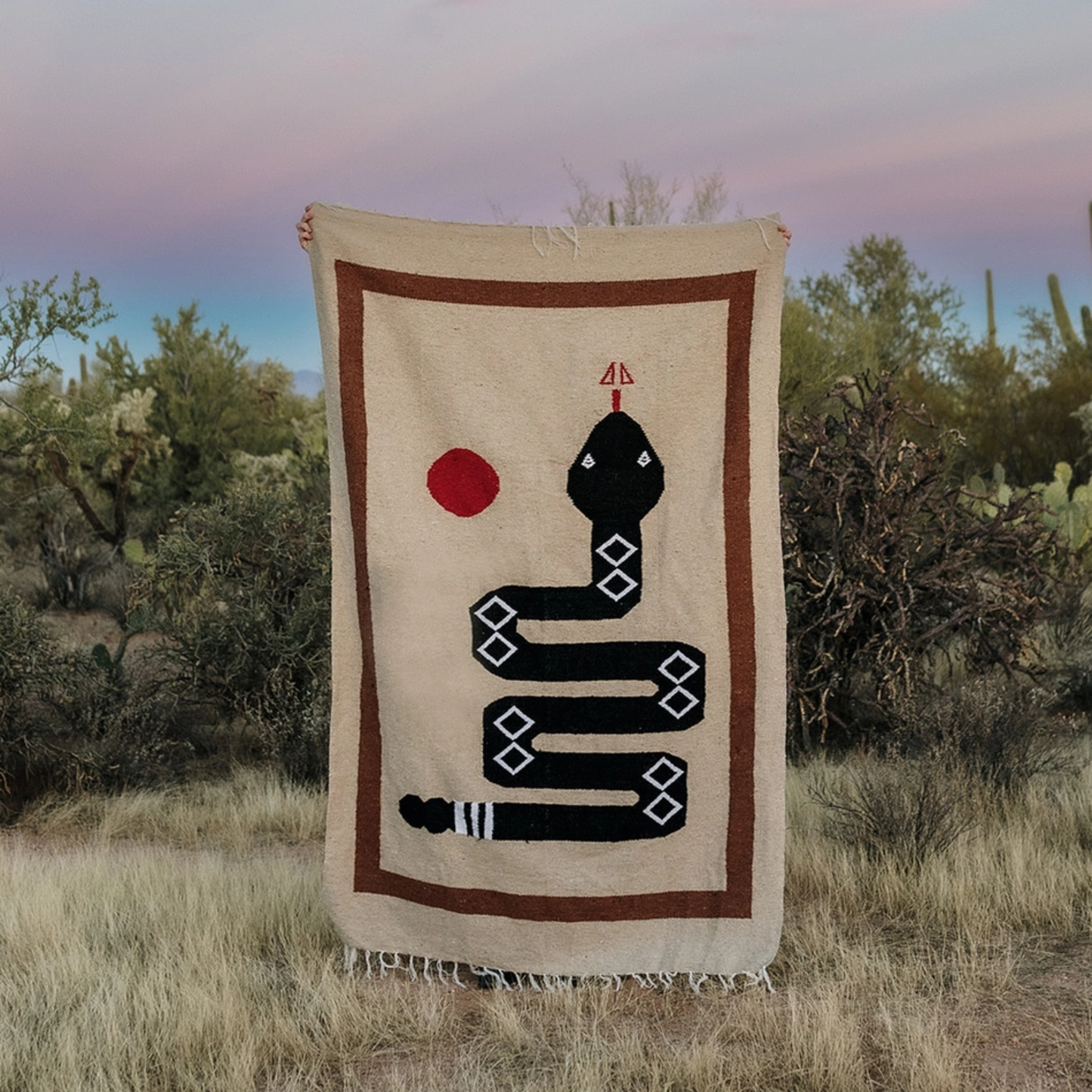 Handwoven Blanket - Snake (Black)