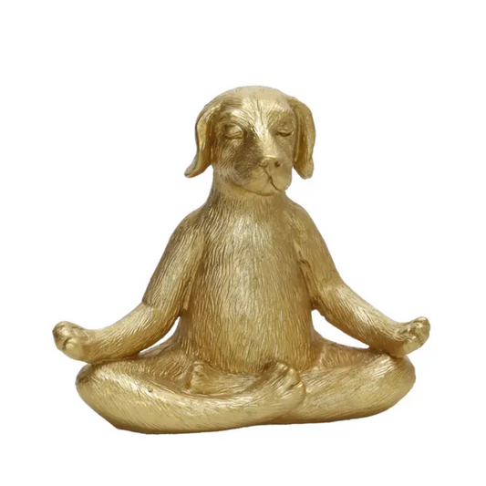 Meditating Dog Figurine - Gold