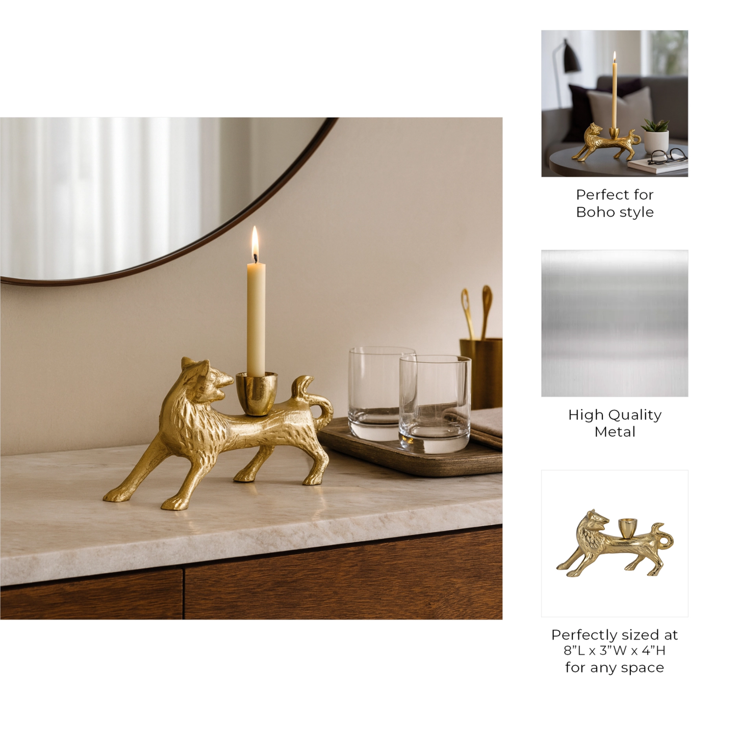 Gold Fox Candle Holder