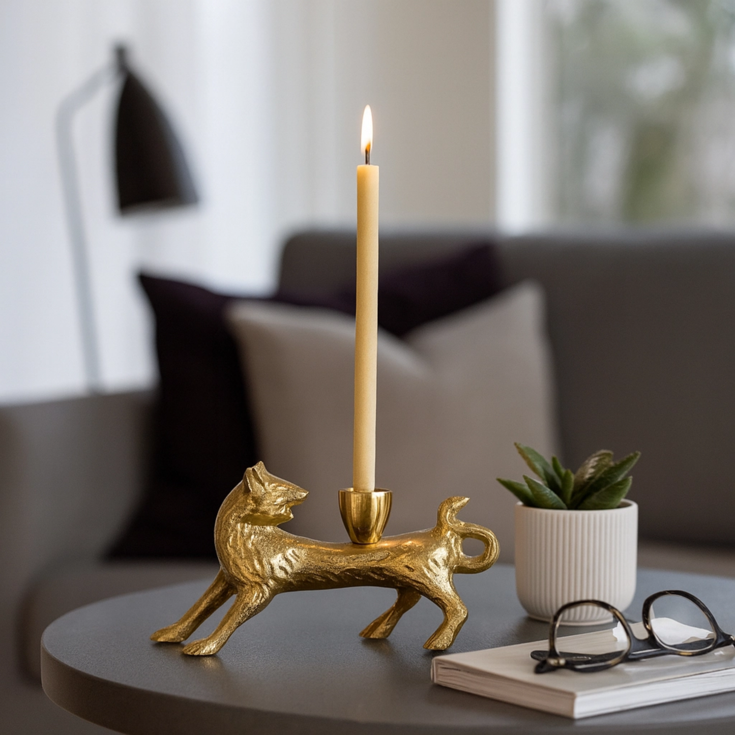 Gold Fox Candle Holder