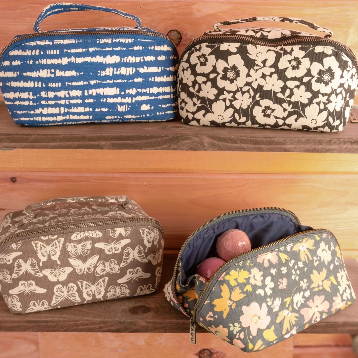 Zip Cosmetic Bag - Navy Floral