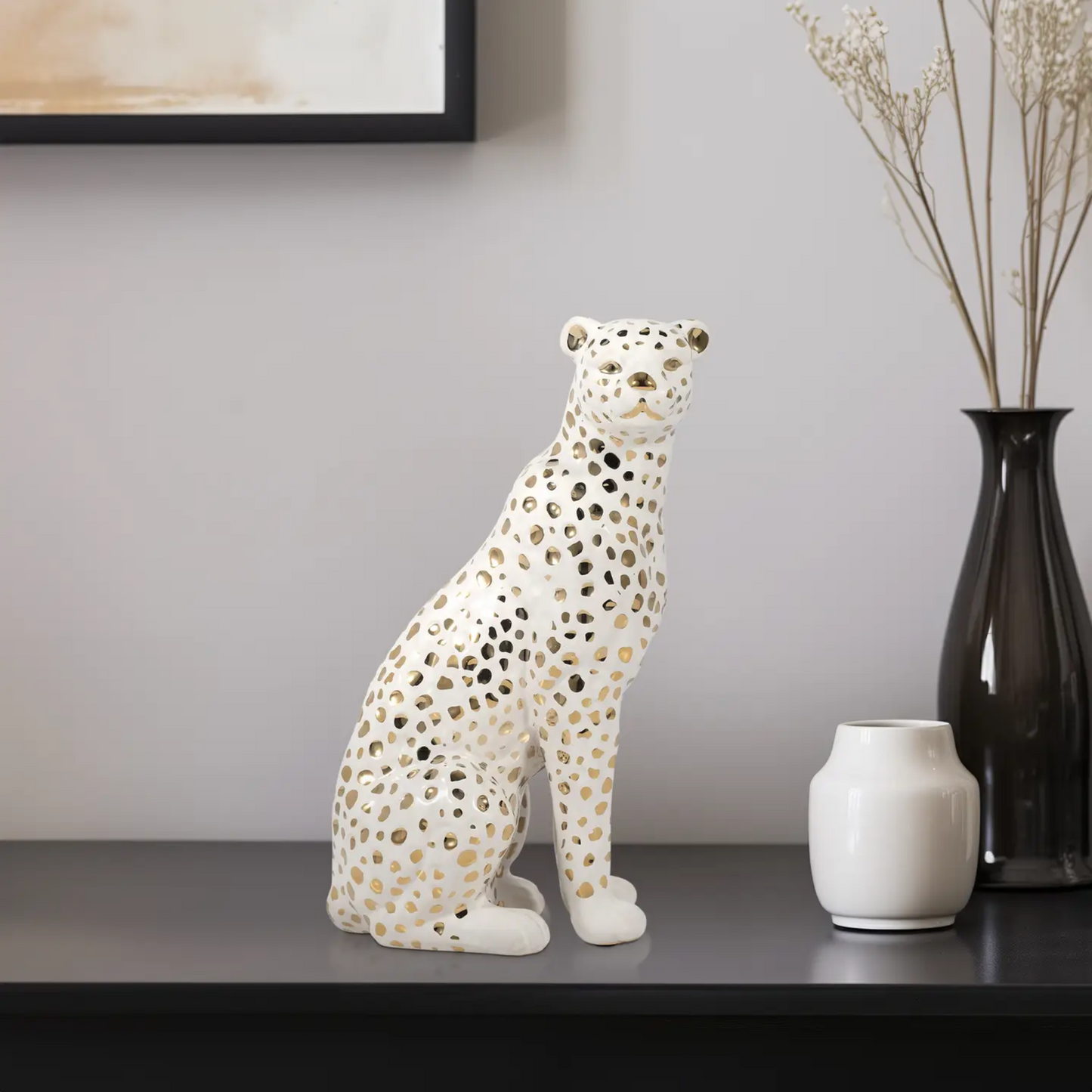 Sitting Leopard Ceramic
