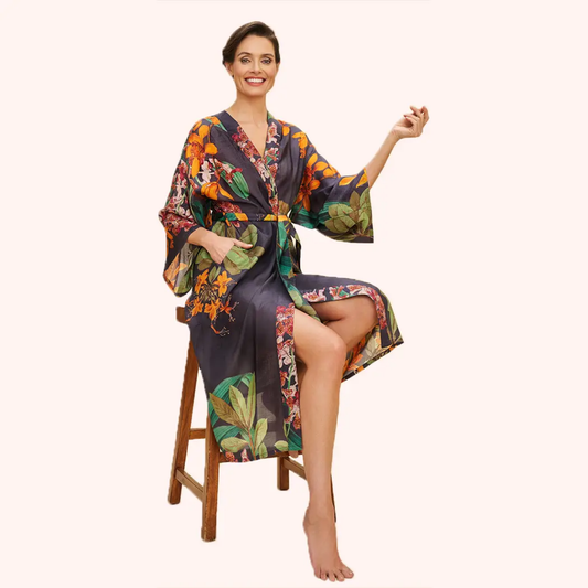 Kimono - Botany Bliss in Charcoal