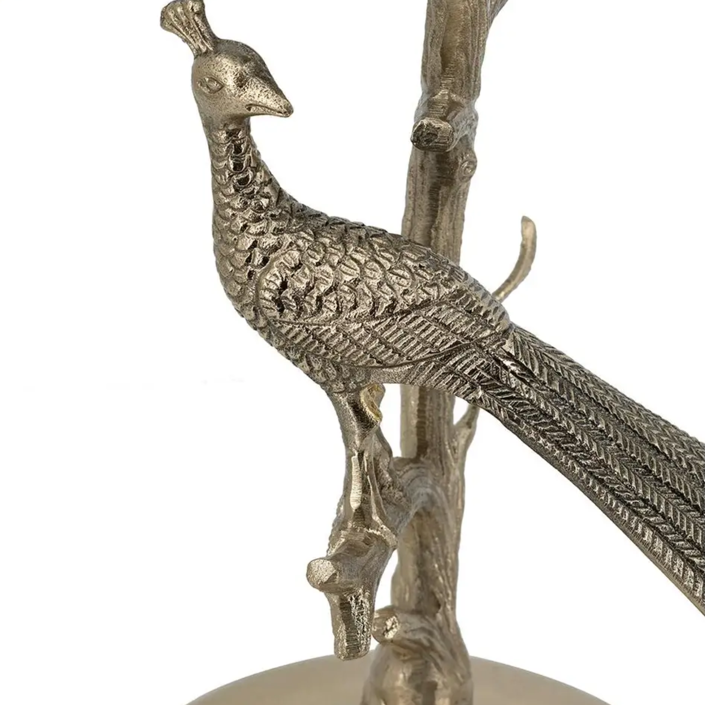 Gold Peacock Side Table w/ Round Glass Top