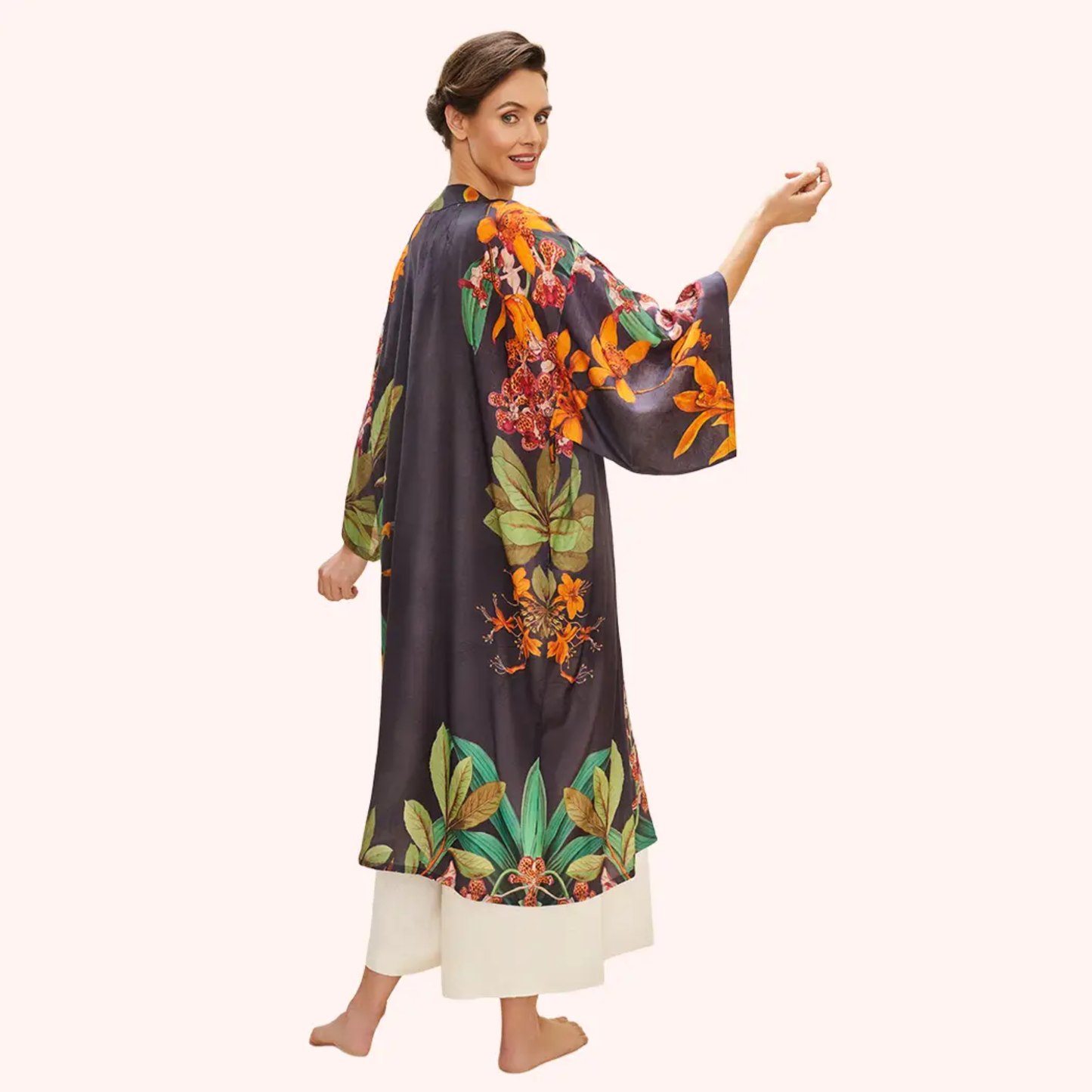 Kimono - Botany Bliss in Charcoal