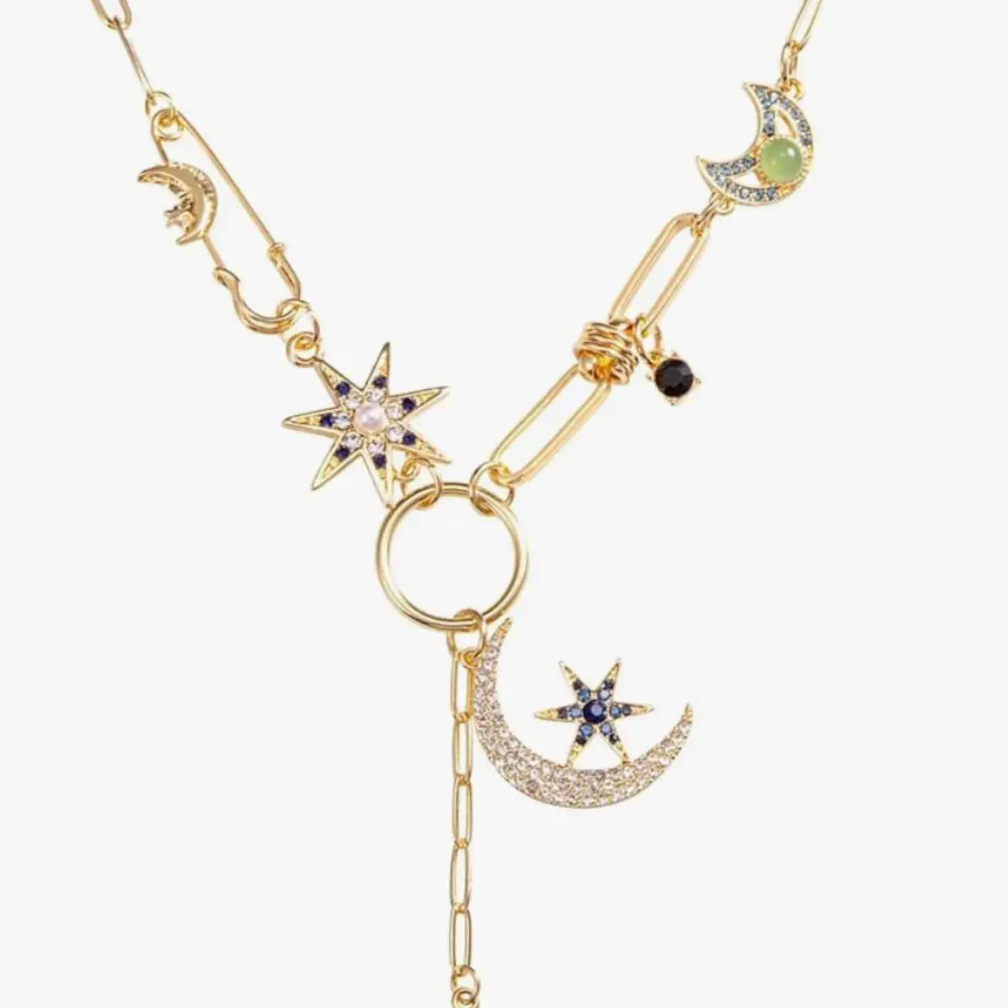 Celestial Coin Charm Moon Necklace