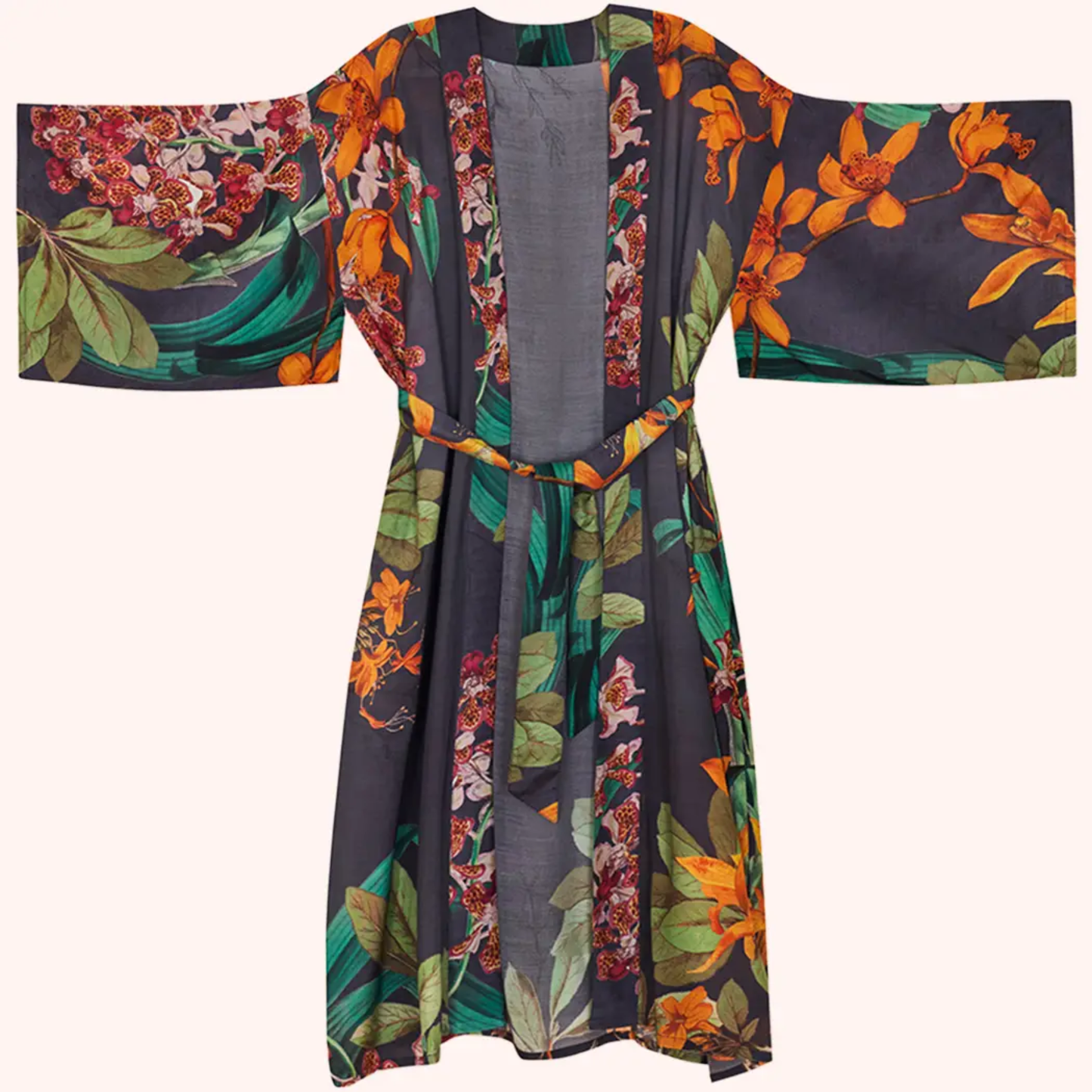 Kimono - Botany Bliss in Charcoal