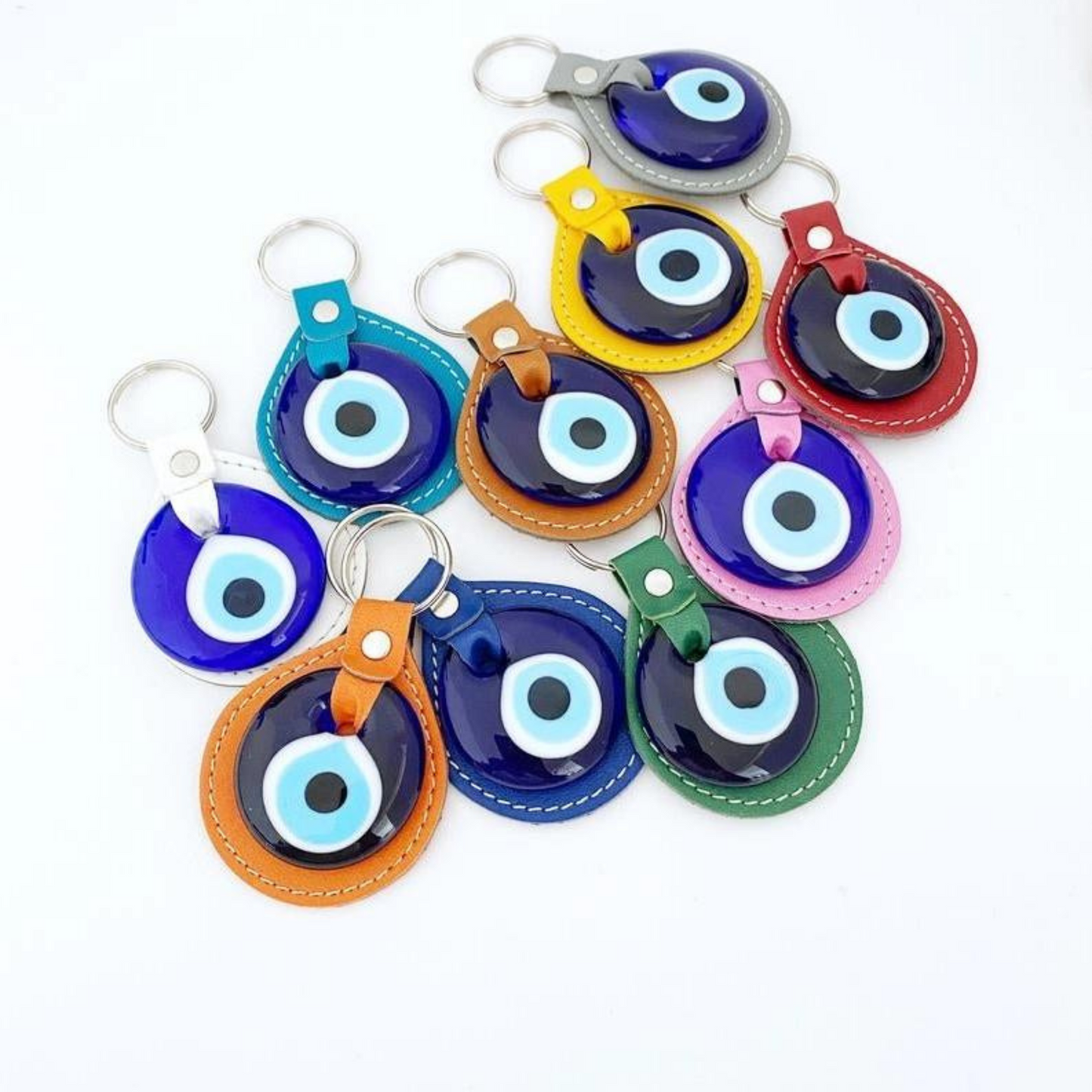 Leather Evil Eye Keychain