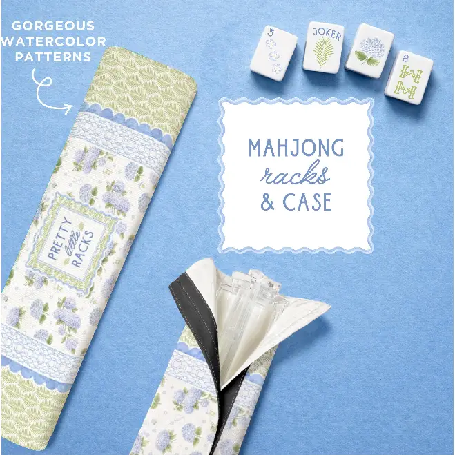 Mahjong Rack & Pusher Set - Blue Coastal