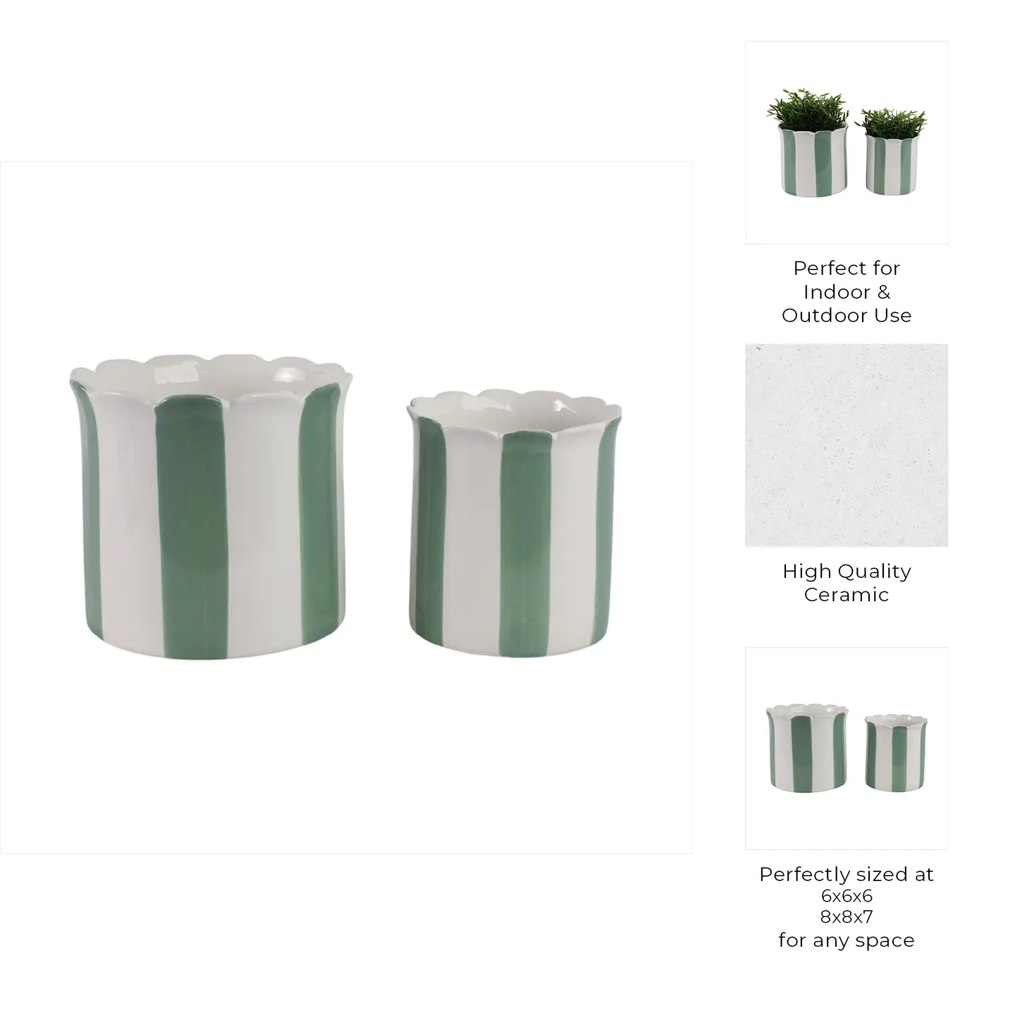 Stripped Scalloped Planter
