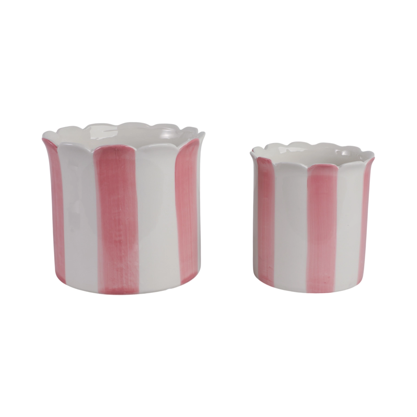 Stripped Scalloped Planter